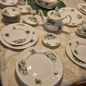 Royal Albert Trillum Elegant Floral White and Green Dinnerware Set 9